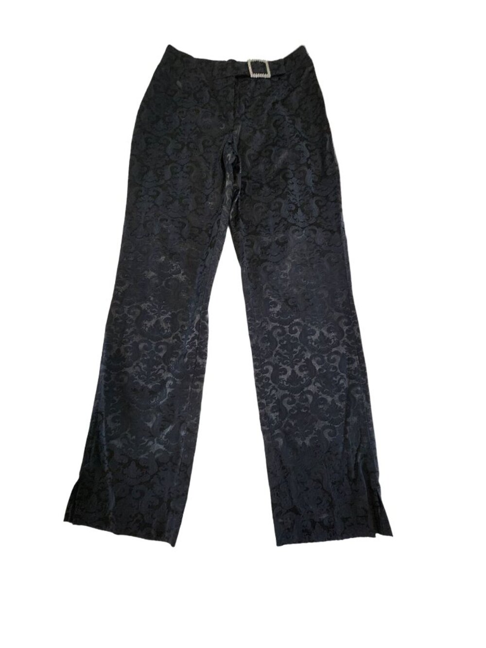 Willi Smith Black Jacquard Pants Womens 8 Y2K Dressy Wide Leg Goth Chic